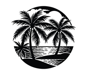 Vector Tree Illustration in Silhouette Style .