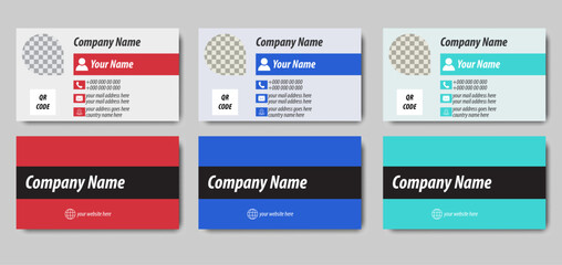 Clean Card and Modern Corporate Professional Business Card Design or Company Business card Desing Template With Three color Variation	