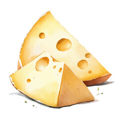 My Watercolor illustration, illustration gouda cheese painting isolated on a white background, illustration, AI painting design, vector illustration set, eps format	