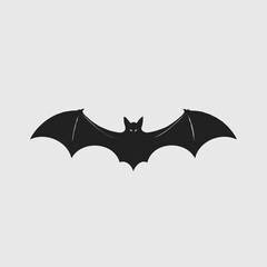 Fototapeta premium Black bat silhouette with spread wings, perfect for Halloween, gothic, or nature-themed designs. Ideal for vector art, clipart, or spooky illustrations. High-quality, versatile graphic for creative