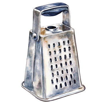 My Watercolor illustration, illustration metal grater painting isolated on a white background, illustration, AI painting design, vector illustration set, eps format	