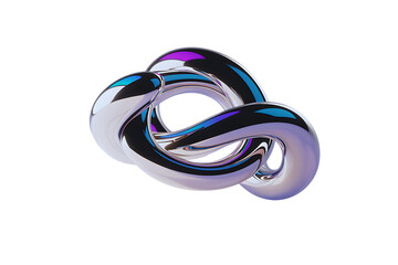 Fototapeta premium Abstract Chrome Knot with Iridescent Reflections on Transparent Background