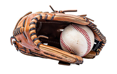 A Classic Baseball Glove and Ball Ready for the Perfect Catch Isolated on Transparent Background
