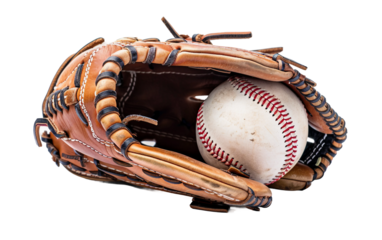 A Classic Baseball Glove and Ball Ready for the Perfect Catch Isolated on Transparent Background