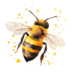 My Watercolor illustration, illustration honey bee painting isolated on a white background, illustration, AI painting design, vector set, eps format design,