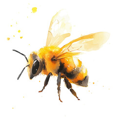 My Watercolor illustration, illustration honey bee painting isolated on a white background, illustration, AI painting design, vector set, eps format design,