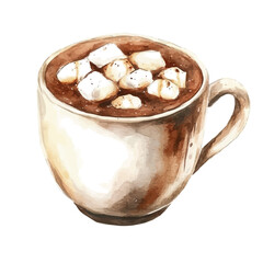 My Watercolor illustration, illustration hot cocoa painting isolated on a white background, illustration, AI painting design, vector set, eps format design,