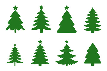 Christmas tree vector set green holiday evergreen