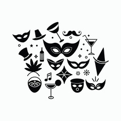 Carnival Party Decorations, Fun and Festive Ideas Vector Illustration.