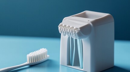 Toothbrush Interdental Brushes Holder on Blue Surface