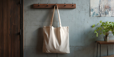 The bag hanging on a hanger .