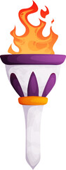 Cartoon Illustration of an Olympic Torch with a Bright Flame, Vector Design.