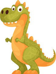 Cartoon Green Tyrannosaurus Rex Character Illustration on White Background.