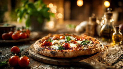 Mini Pizza with tomatoes .