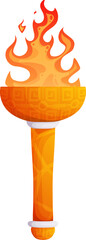 Cartoon Olympic Torch with Flame for Sporting Events and International Competitions.