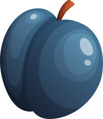 Single Isolated Cartoon Style Plum, a Delicious and Healthy Fruit Illustration.