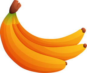 Ripe Yellow Bananas Clustered Together, Tropical Fruit Illustration Icon.