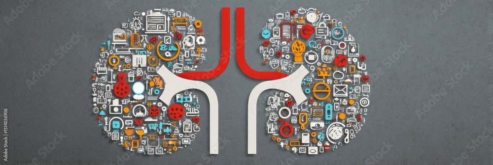 Poster Exploring the Essential Functions of Kidneys Illustrated Through Informative Icons and Graphics in an Infographic Layout