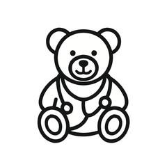 Teddy bear doctor icon line art illustration