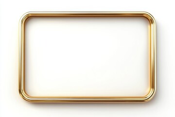Rectangle golden frame with inverted rounded corner isolated on white background, luxury gold border,  3 to 2 ratio scale design for invitation, card, PNG