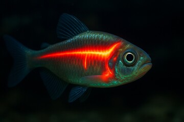 Fototapeta premium Genetically modified fish with glowing red spine