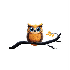 Adorable cartoon owl staring from forest tree vector