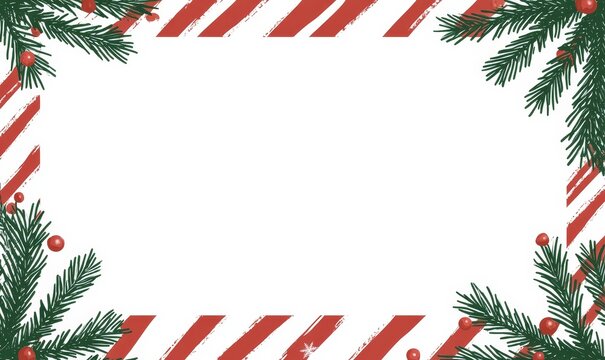 Red, green ,white blank airmail envelope frame border with striped line pattern in christmas theme for web, presentation, video thumbnail,  illustration