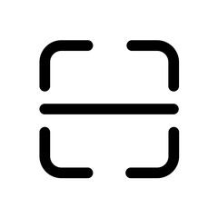 Illustration of a black outlined square with rounded corners and a horizontal line inside it