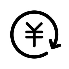 Illustration of yen symbol inside circular arrow indicating money exchange or currency conversion icon