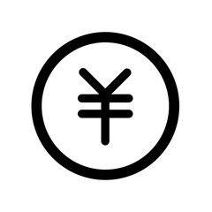 Illustration of a yen currency symbol centered within a bold black circle outline design element