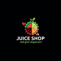 fruits juice dessert shop logo design vector