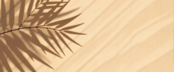 Obraz premium Palm leaf shadow on beige sand background for summer aesthetic