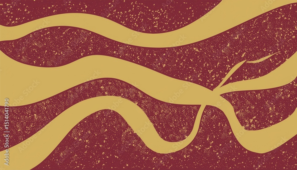 Sticker abstract maroon and gold curved ribbon pattern with dotted texture for modern web design, artistic b