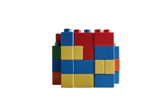 Durable Building Blocks Designed to Enhance Learning and Motor Skills Isolated on Transparent Background