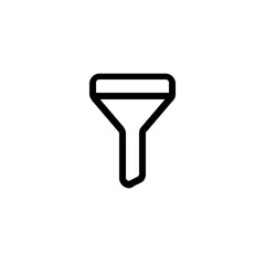 Illustration of a simple black outline of a funnel with a wide opening and narrow spout design