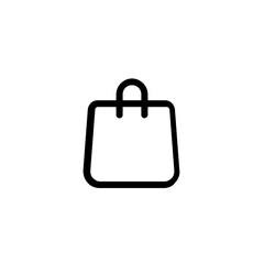 Illustration of a simple black outline of a shopping bag with a handle on a white background view