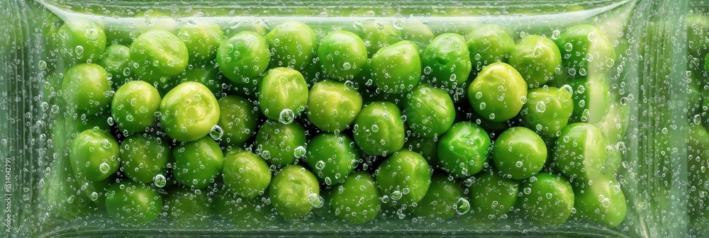 Aufkleber 3d illustration of frozen peas in a resealable bag with a faded background for a fresh and modern lo