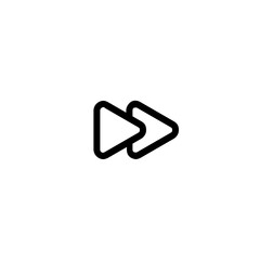 Black and white image showing a double right arrow, representing fast forward or next track action button
