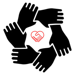 Obraz premium Unity & Collaboration Logo Interlocked Hands Symbol