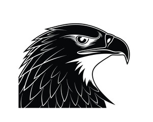 Black and White Eagle Head Profile Illustration