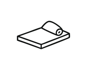 Isometric Line Drawing of Rolled Material on a Cutting Board