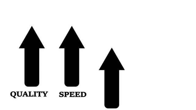 Cost reduction concept. Increase quality, speed with black background, efficiency, and Optimization for products or services to improve company performance. Successful corporate 