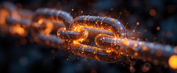 glowing metal chain indicating strength and unity 