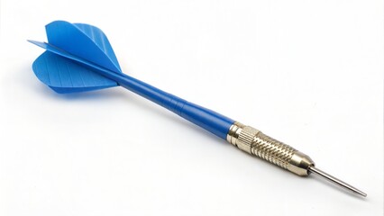 Single blue dart isolated on a white background