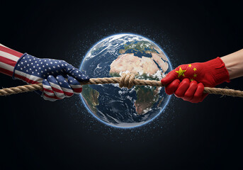 Us china trade war concept illustration of global economic conflict and geopolitical tension metaphor image US China international global trade war