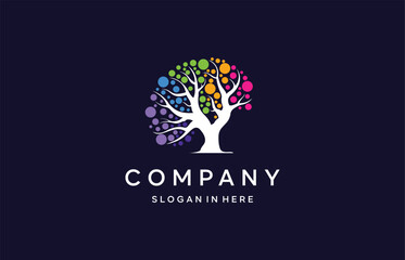 Obraz premium creative Idea technology logo design, symbol brain with tree, leaf blub vector template