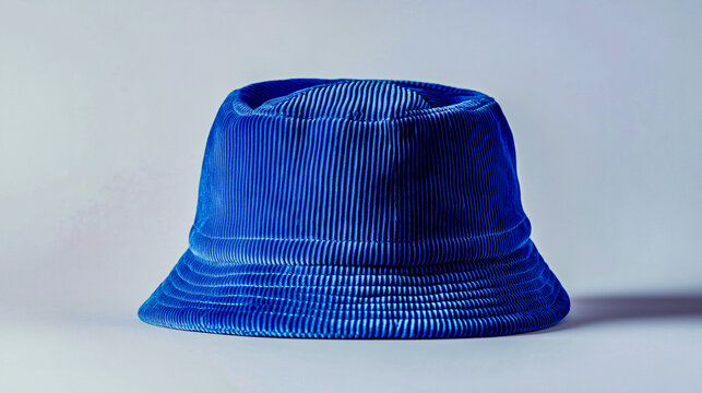 Blue corduroy bucket hat with a textured finish
