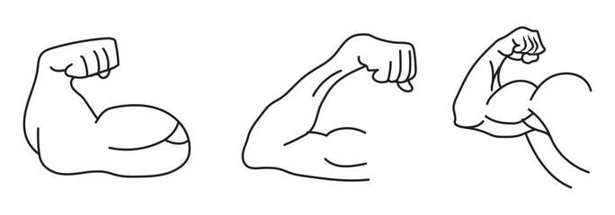 Muscle liner icon vector set. Biceps. Muscle icon. Gym logo. Vector .Biceps icon Simple thin outline