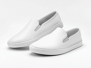 Mockup of a pair of sleek slip-on shoes with a modern look and custom logo. 