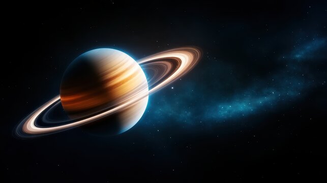 A breathtaking view of Saturn, showcasing its magnificent rings and vibrant colors against a deep space backdrop, highlighting the wonders of our solar system's beauty.